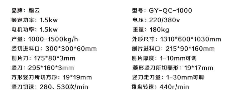 赣云牌1000型多功能切菜机