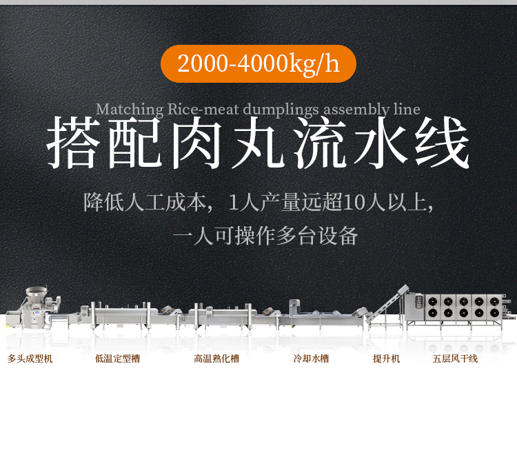 六头肉丸机搭配肉丸流水线